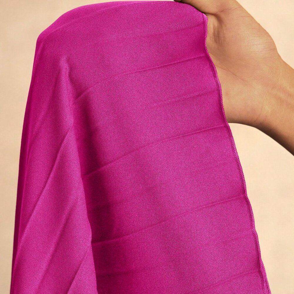 Hot Pink Casual Women's Pleated Elastic Waist Wide-Leg Pants - Picture 8 of 8